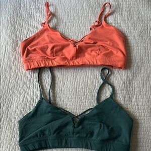 ALO Yoga Orange and Green Lace-Up Bralette Set